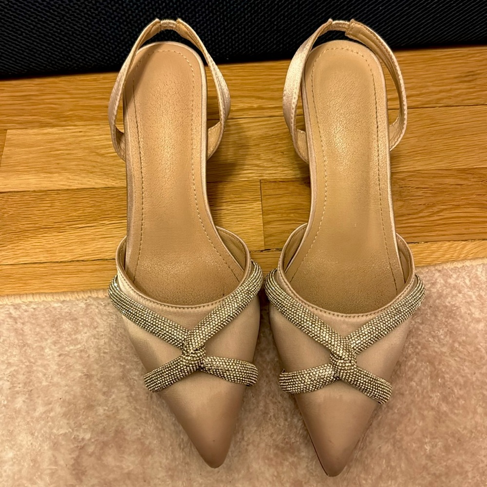 3 inch sling back rhinestone heels.